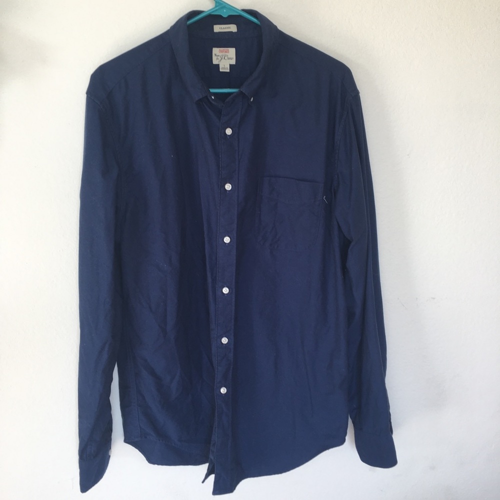 J crew OCBD navy blue classic large